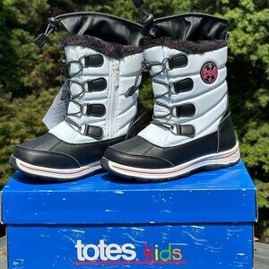 NEW Totes Kids Youth Waterproof White Black Winter Fur Casual Snow Boot - 13 , 1